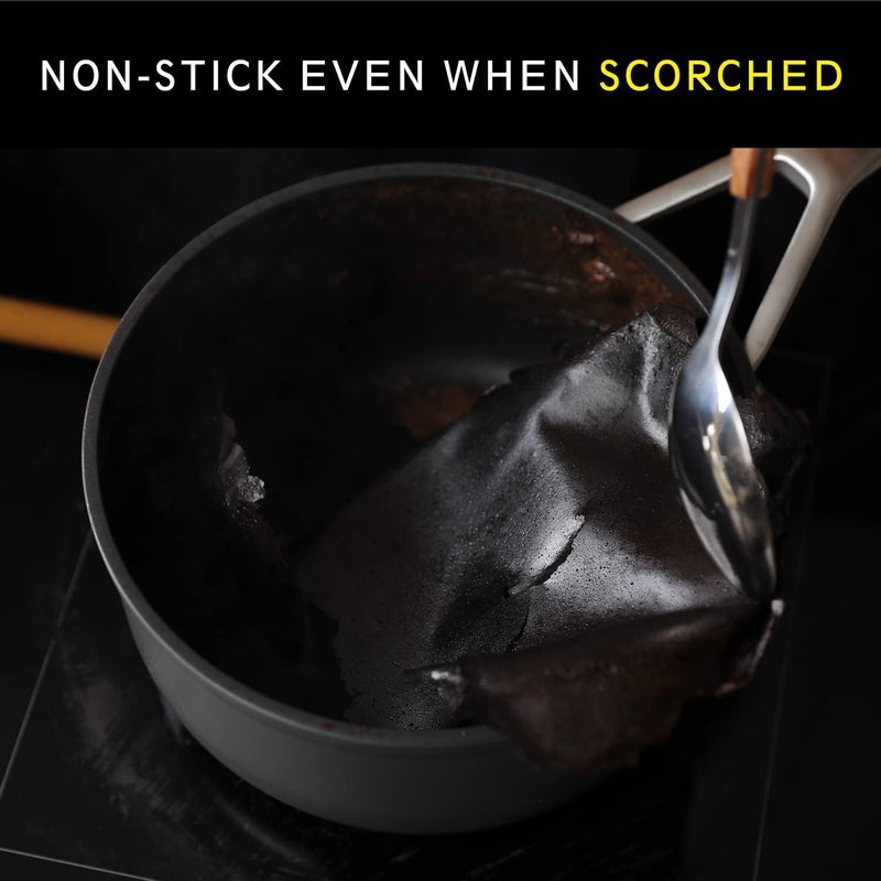 MSMK 1.5 Quart Saucepan with lid  Burnt also Non stick  Induction  Scratch-resistant  Small Cooking Pot - Image 4